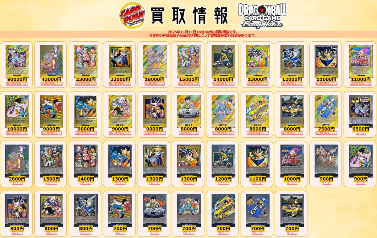 ドラゴンボールフュージョンワールド 🐲買取情報🐲 最新弾『MANGA