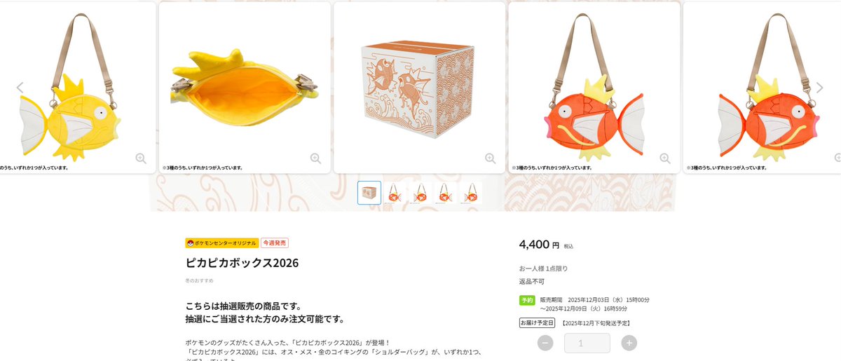 今日締切】 抽選販売 ポケモンセンターオンライン限定 ピカピカ