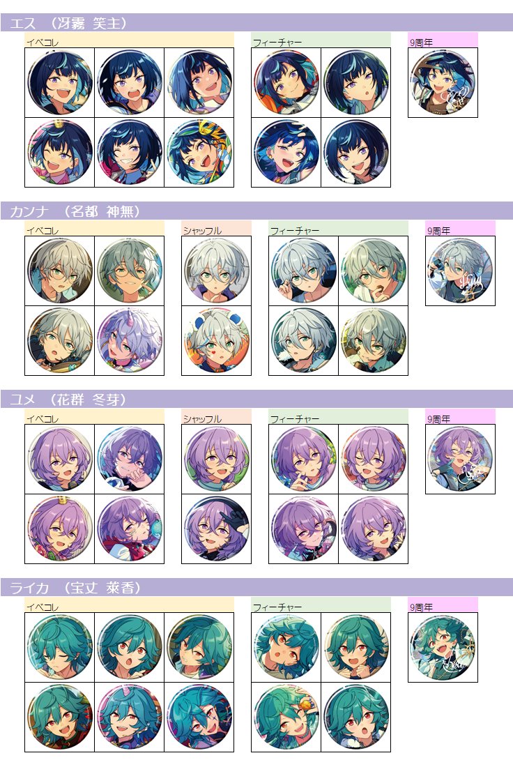 あんスタ ズ!! 缶バッジ一覧(ｺﾚｸｼｮﾝ'25.11まで) ⭐コレクション'25.9