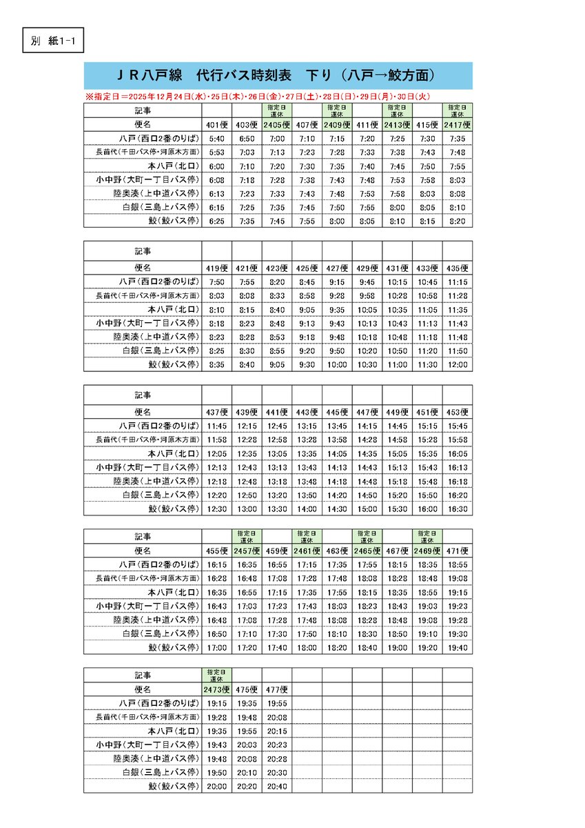 JR八戸線の運行について】 地震の影響で運休しているJR八戸線について