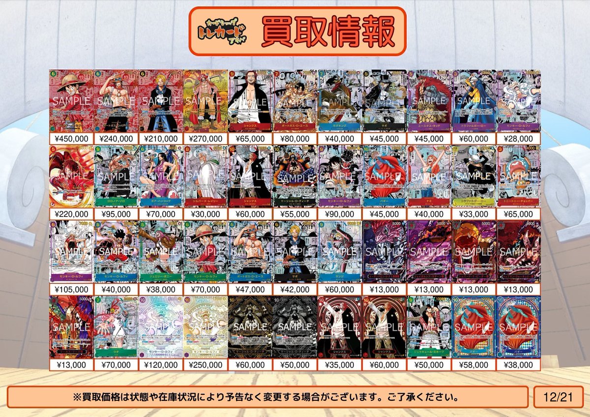 ワンピースコミパラ買取情報】 モンキー・D・ルフィ レッドスーパー