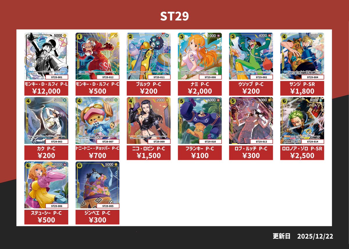 トレカラフテル 買取情報】 こちら本日の最新ST29の買取更新しました