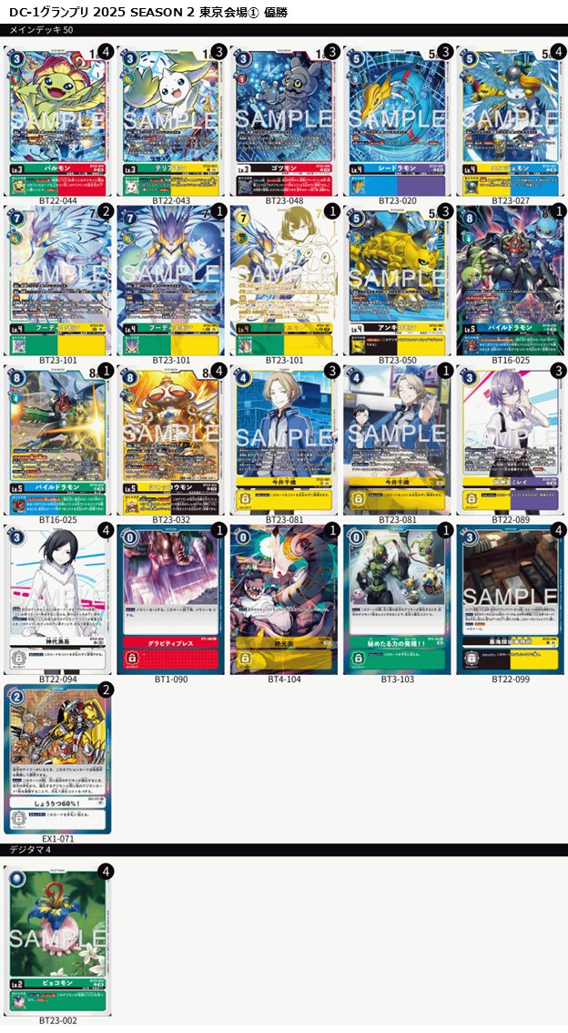 DC-1グランプリ 2025 SEASON 2 東京会場①』優勝者デッキを公開
