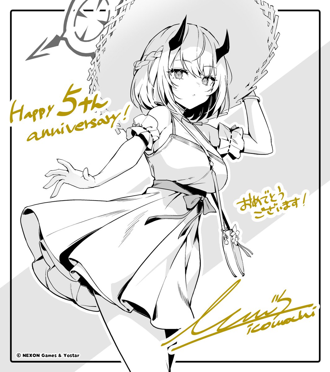 5周年のお祝いに、セナの色紙も描かせて頂きました！🙌 #ブルアカふぇ