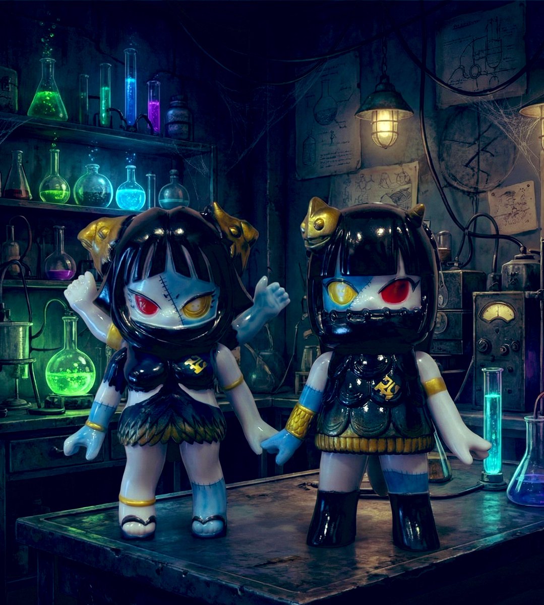 FRANKEN SISTERZ #sofvitokyo #p9toys #アマビエちゃん #ヨゲンちゃん