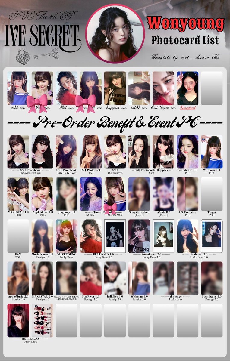 IVE Secret トレカ 交換 【譲】 画像 【求】同種 イソ＞ウォニョン お