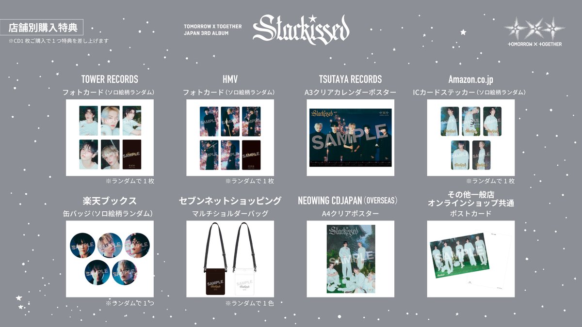 TOMORROW_X_TOGETHER 日本3rdアルバム『Starkissed』のCD購入特典絵柄