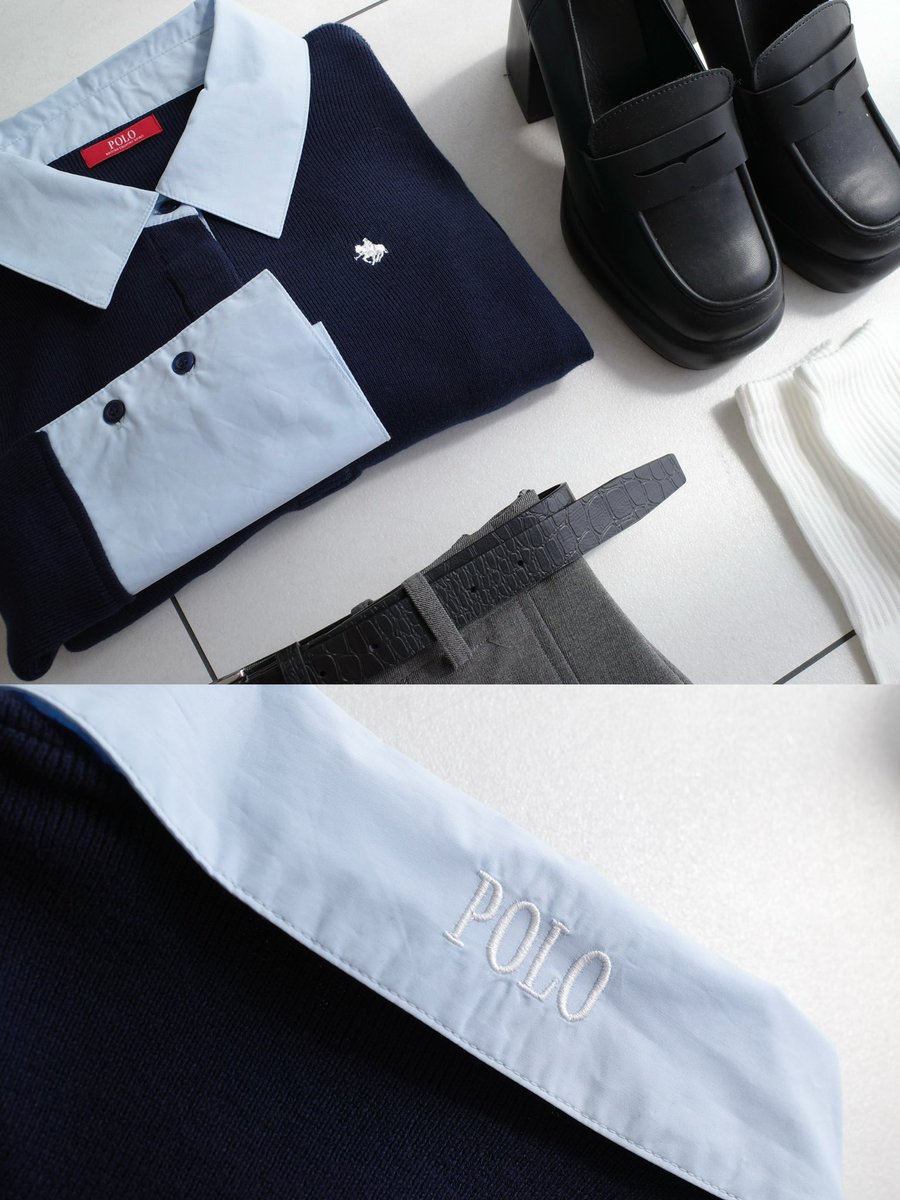 POLO BCS × LAGUNAMOONコラボのシャツカラーカフスニットプルオーバー