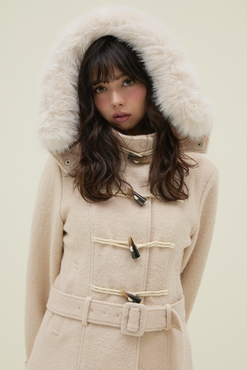 Nicole fur belt jacket color beige/navy ¥27500-tax in くるくると