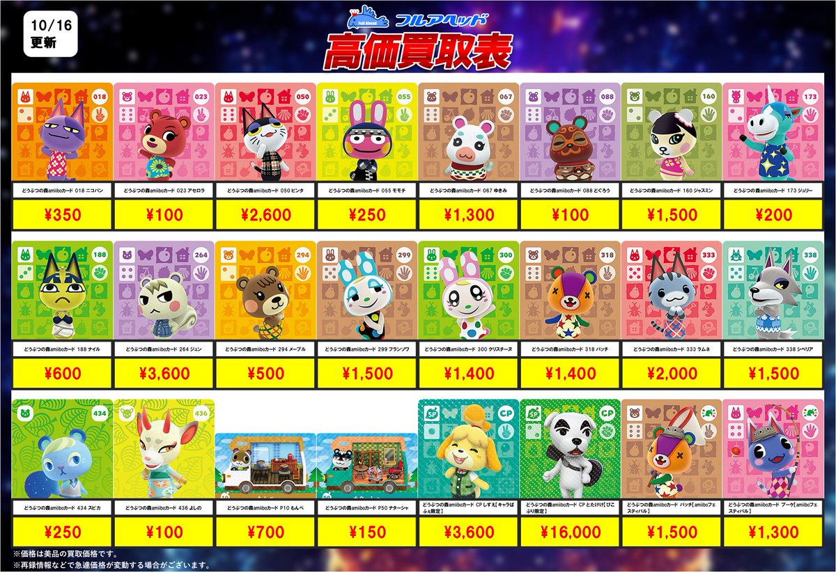 💥買取更新情報💥】 🐶どうぶつの森amiiboカード🐱 の買取表を更新しま