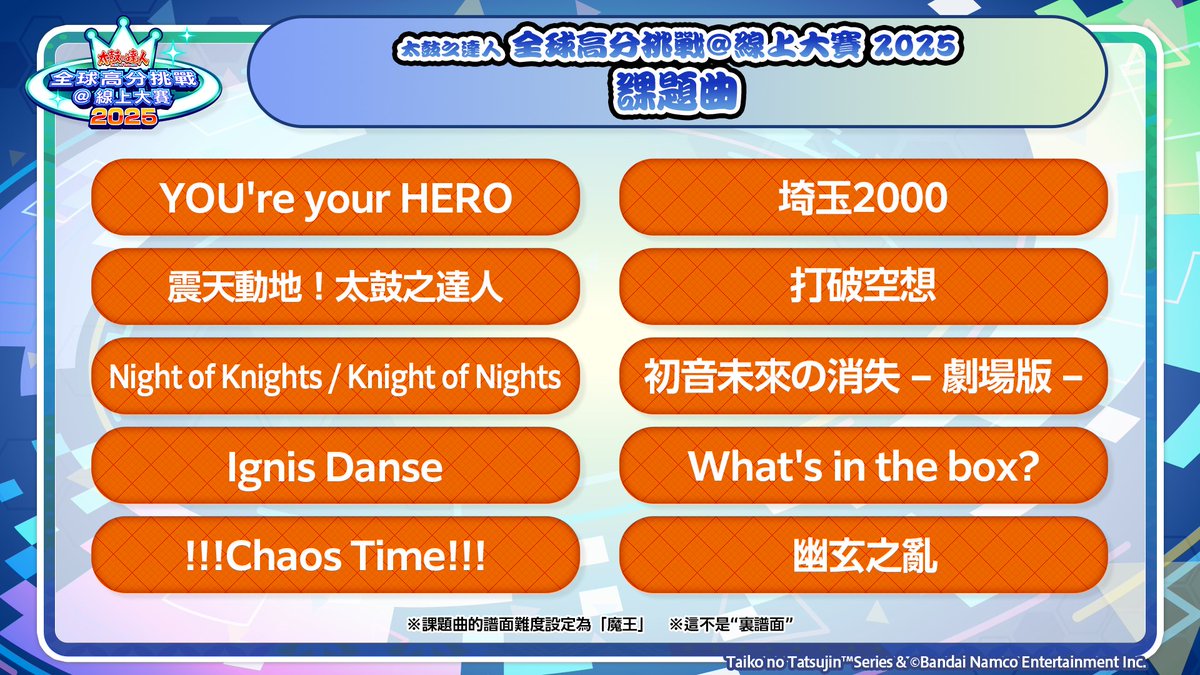 online 終於到今天！2025/10/20（一）JST 起，「太鼓之達人全球高分