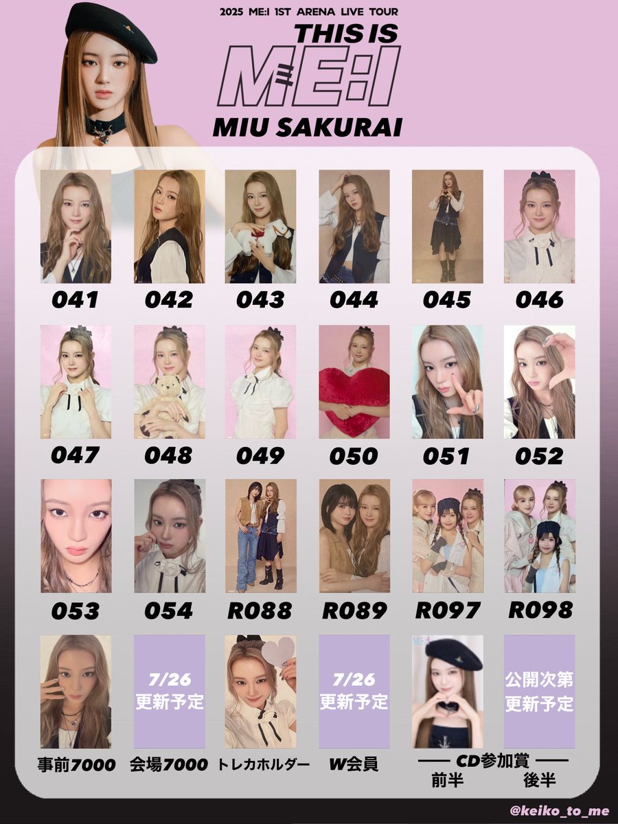 🩷THIS IS ME:I トレカ一覧🖤 アリーナツアーグッズのトレカ一覧です