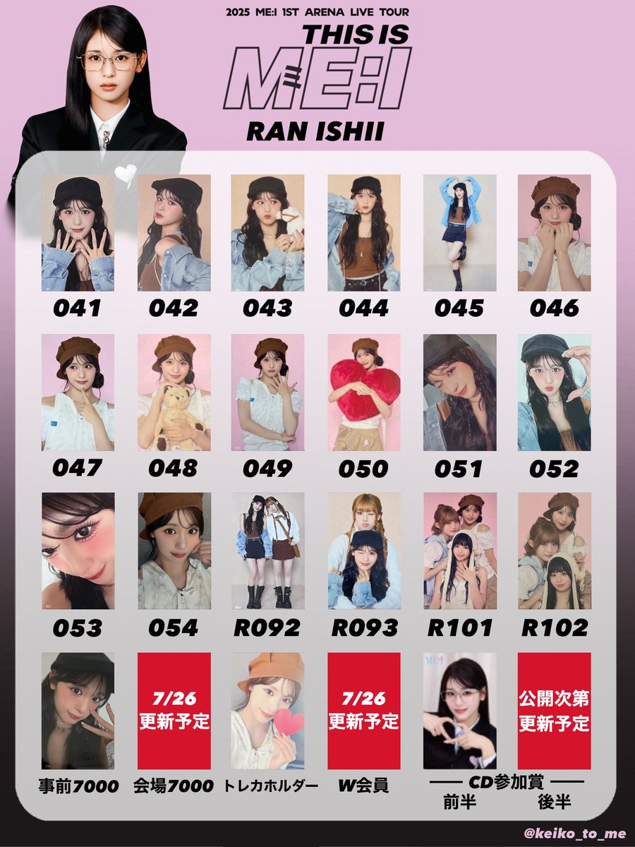 🩷THIS IS ME:I トレカ一覧🖤 アリーナツアーグッズのトレカ一覧です