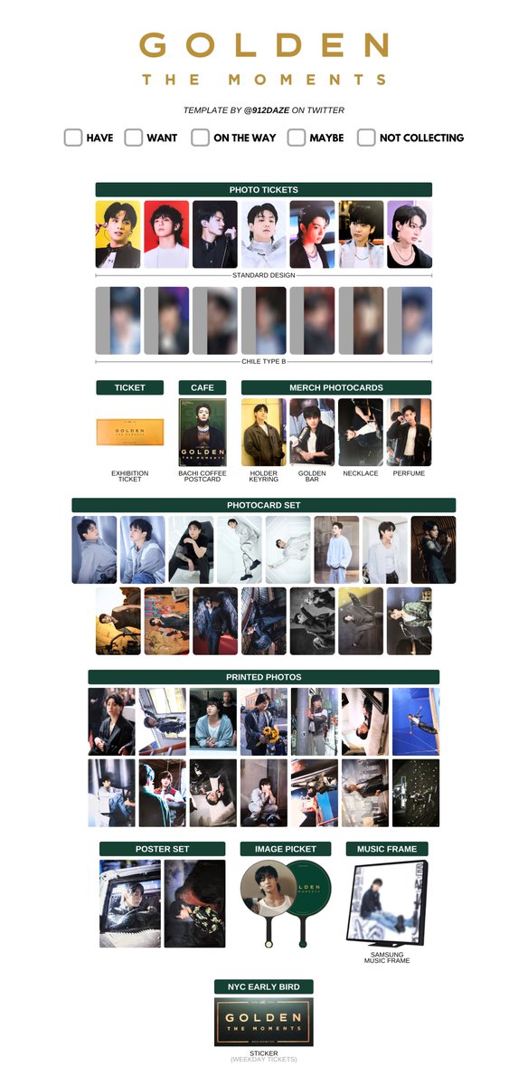 BTS JUNGKOOK JK PC PHOTOCARD WISHLIST TEMPLATES✨ ⭐️ GOLDEN THE