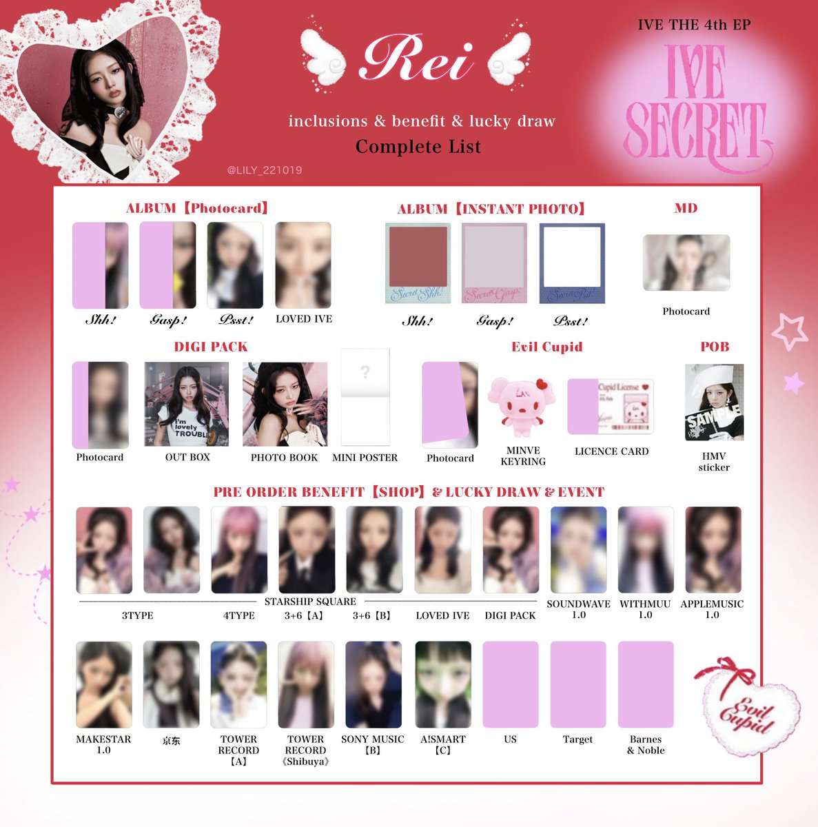 IVE SECRET】 封入&特典 トレカ 一覧 ❤️🪽Complete List ver.3 追加