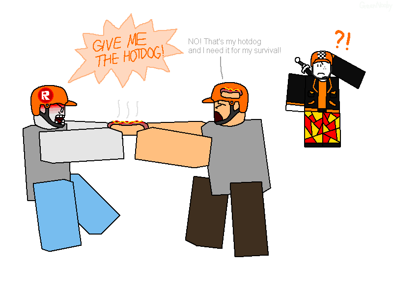 triple helmets, triple trouble (Crazy Robloxian, Hotdog (DoD) and