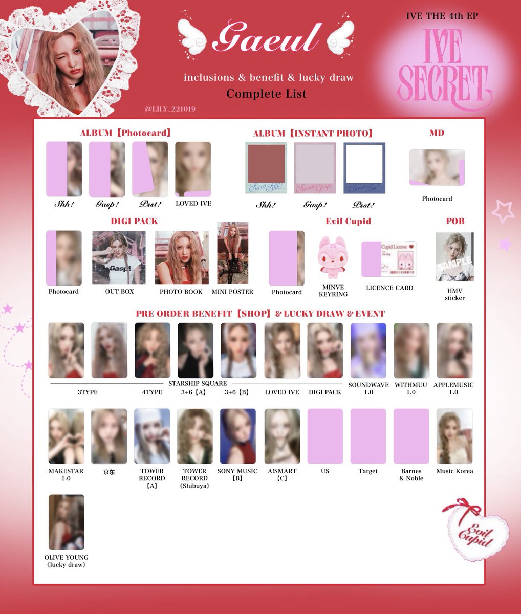 IVE SECRET】 封入&特典 トレカ 一覧 ❤️🪽Complete List ver.4 追加