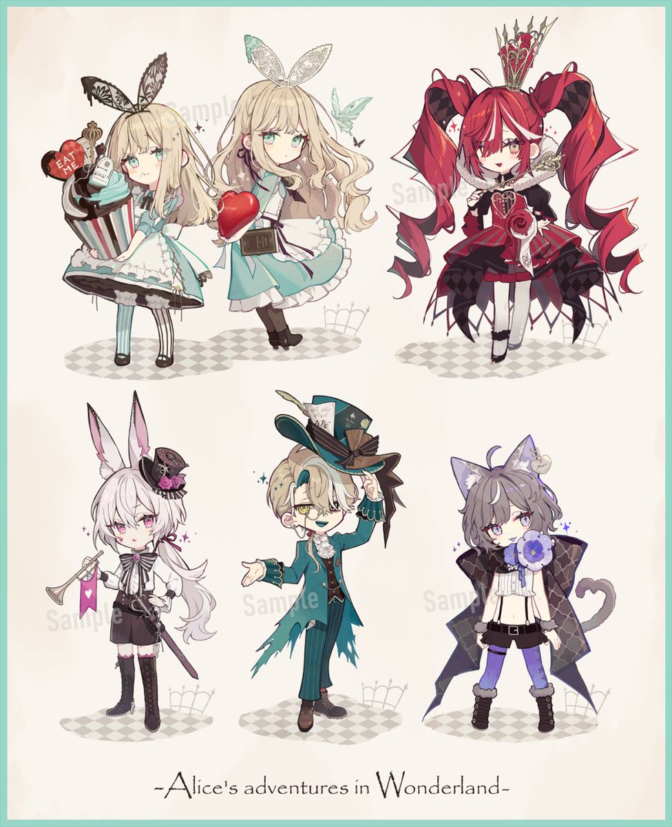 個展用に描き下ろした『不思議の国のアリス』のSD！ アクスタなどの