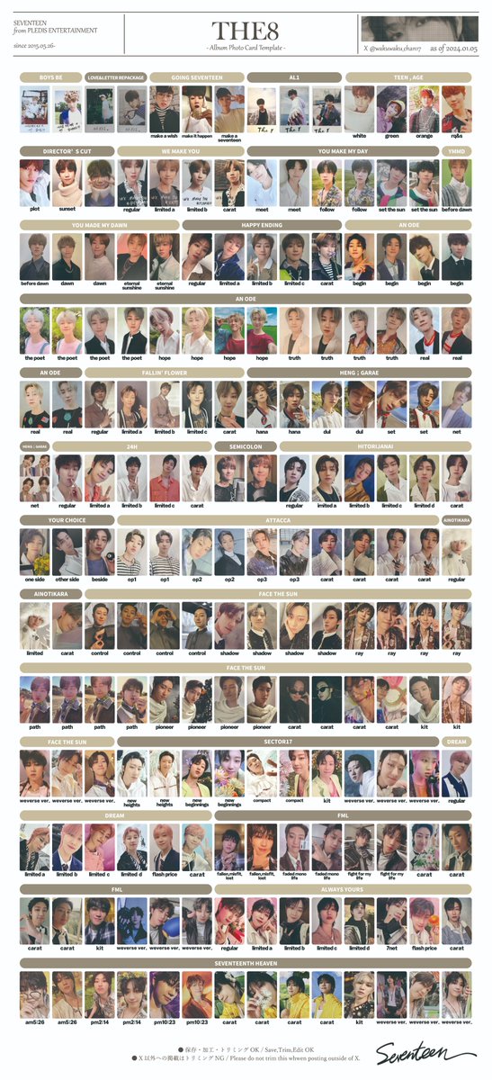 SEVENTEEN アルバムフォトカード 2024.01.05時点 (過去アルバムトレカ