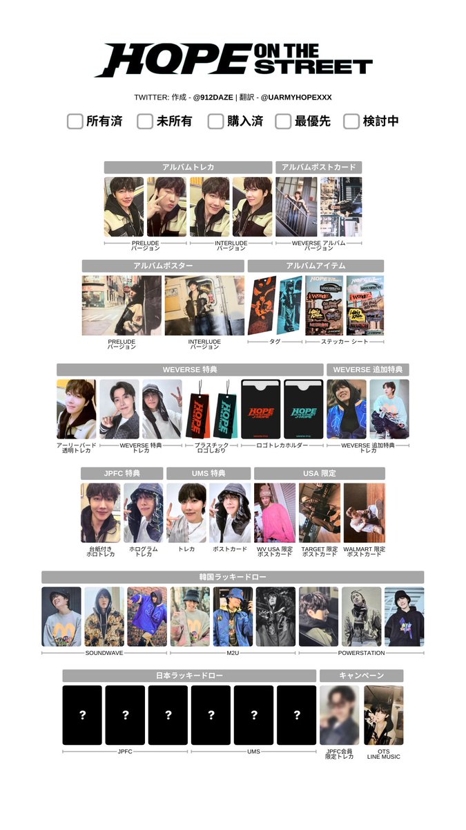 HOPE ON THE STREET 日本語版一覧表 ✨ 「アップデート： 06.04.2024