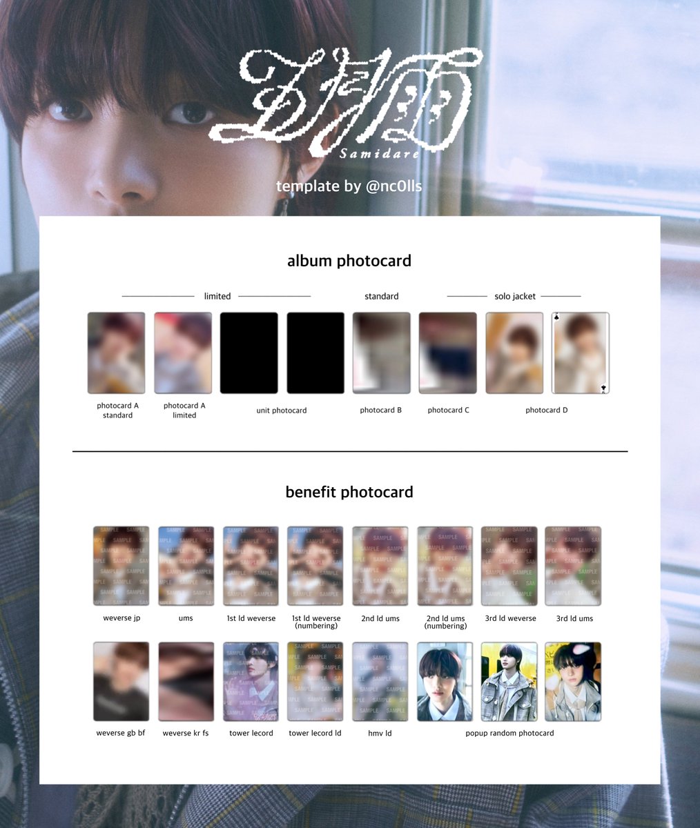 &TEAM andTEAM 1st Single 五月雨 samidare photocard list template