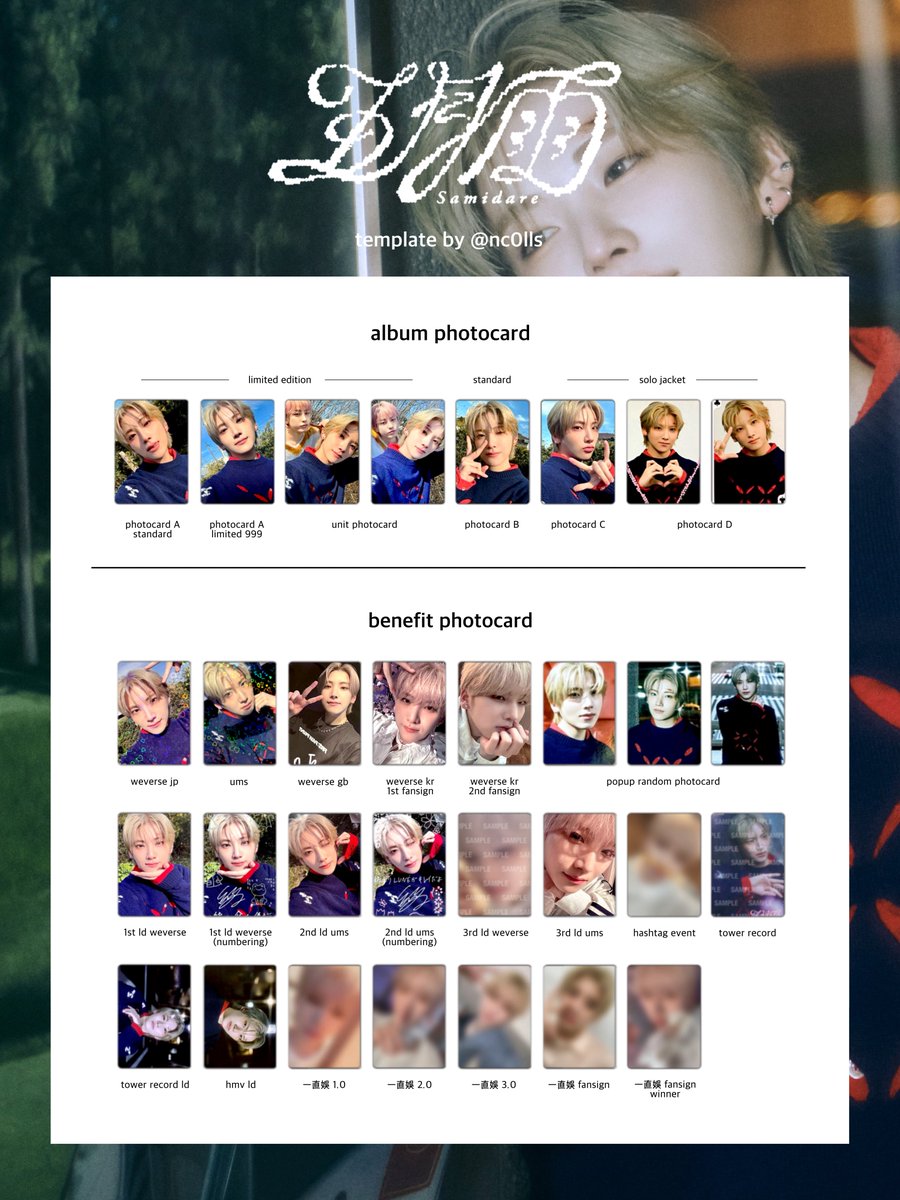 &TEAM andTEAM 1st Single 五月雨 samidare photocard list template