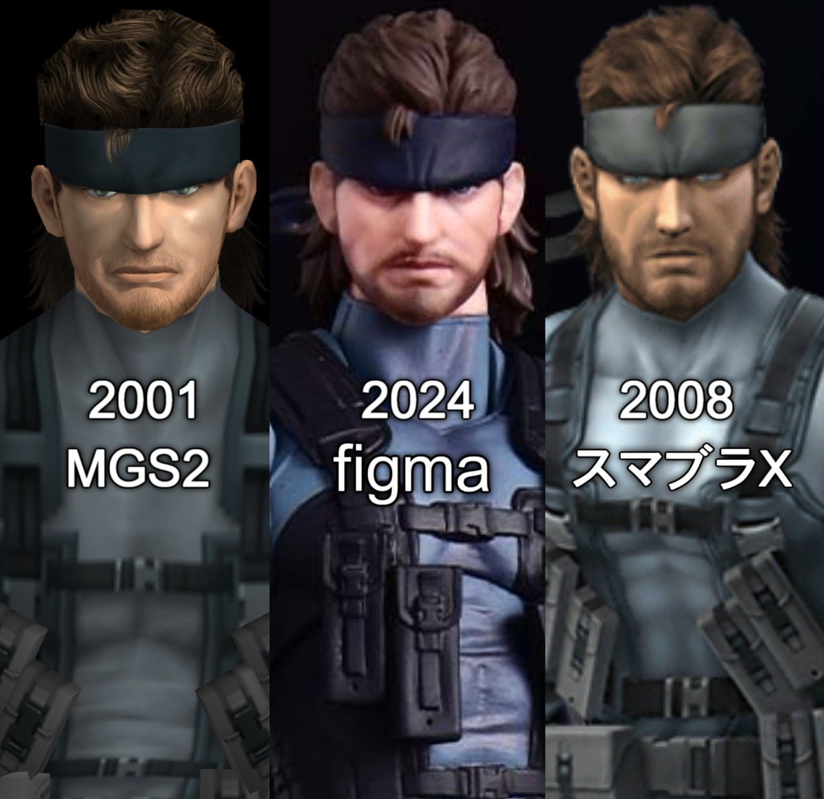 Solid Snake's facial hair has been growing over time with each new