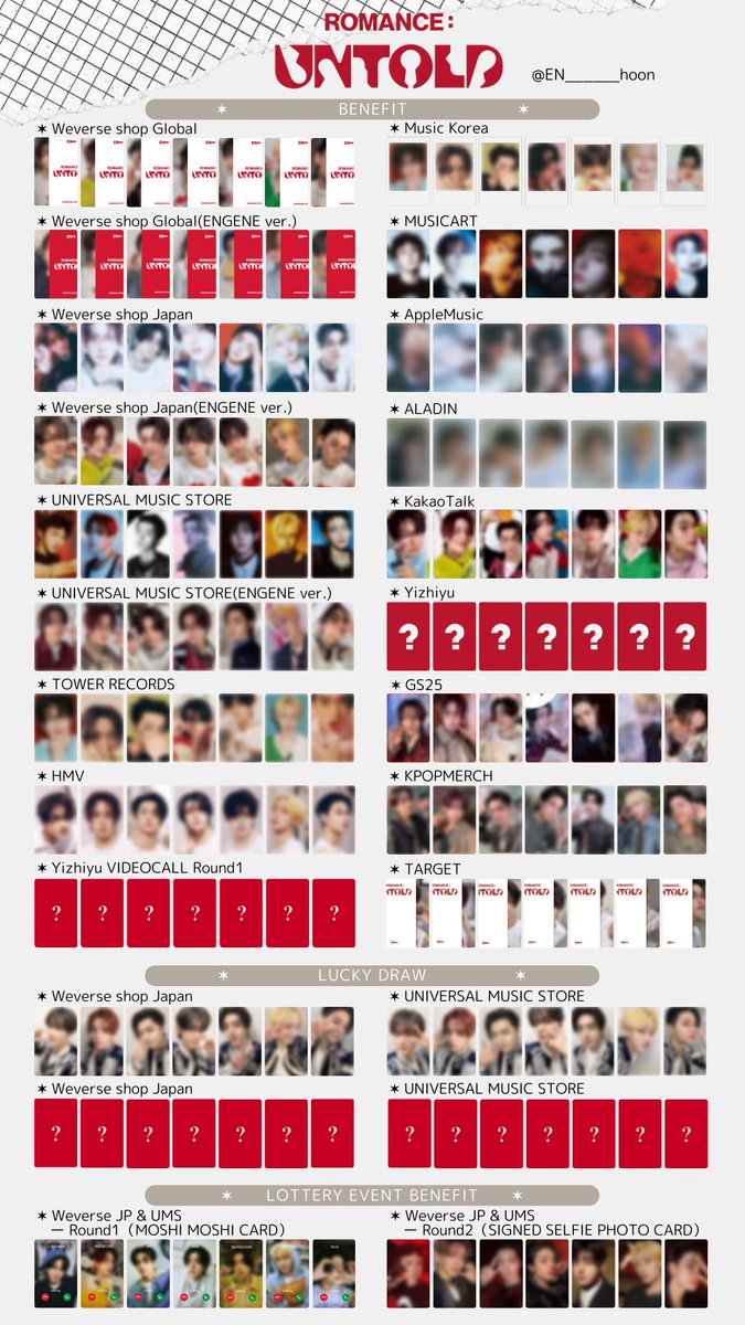 🍥⸝꙳ ⁡ ENHYPEN 2nd Studio Album ROMANCE : UNTOLD ⁡ Lucky draw
