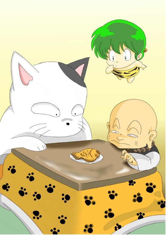 うる星やつら #テン #チェリー #こたつ猫 #イラスト こんばんは