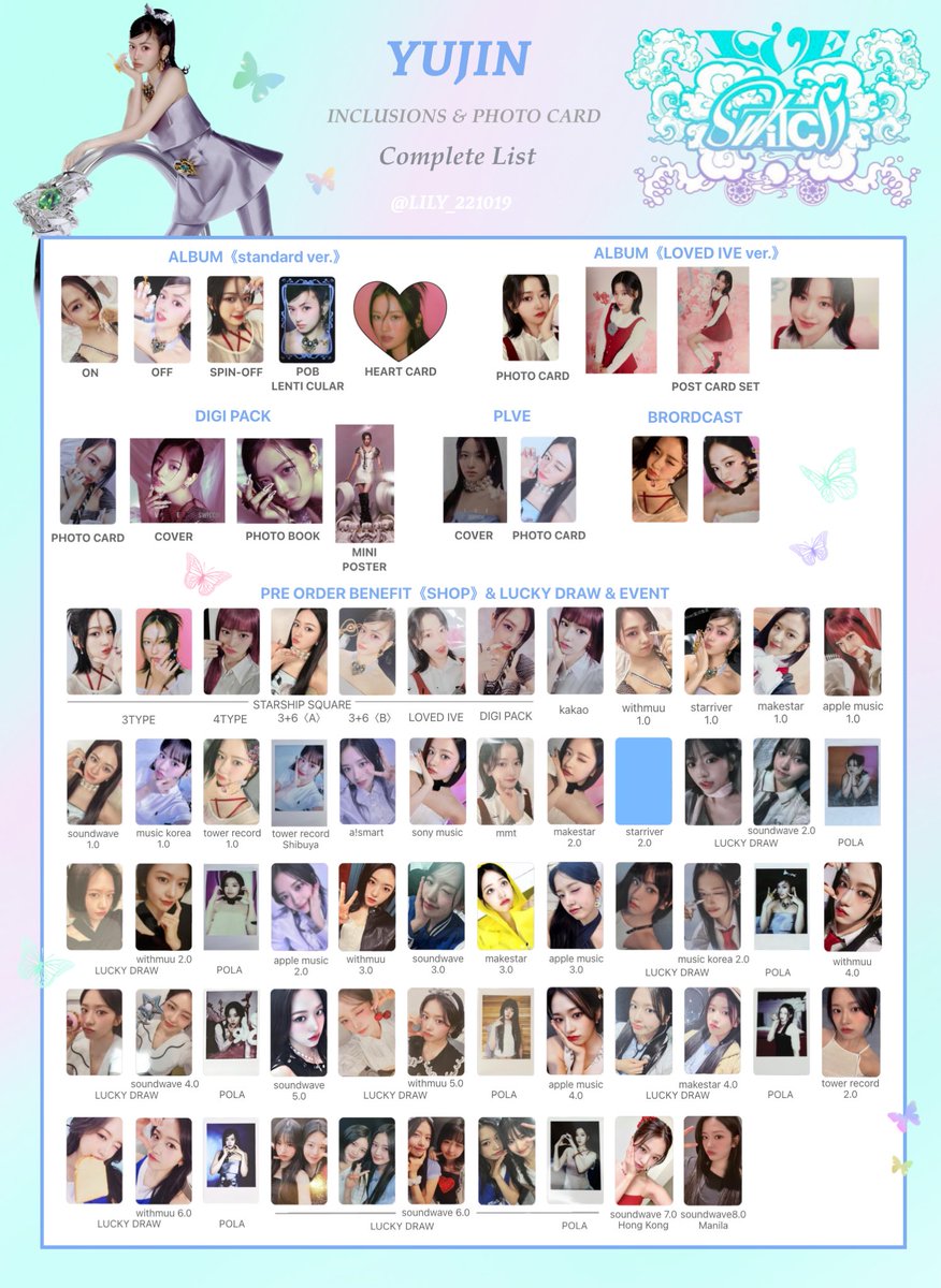 IVE SWITCH】 封入&特典 トレカ 一覧 🦋Complete List ver.➃ 📍追加