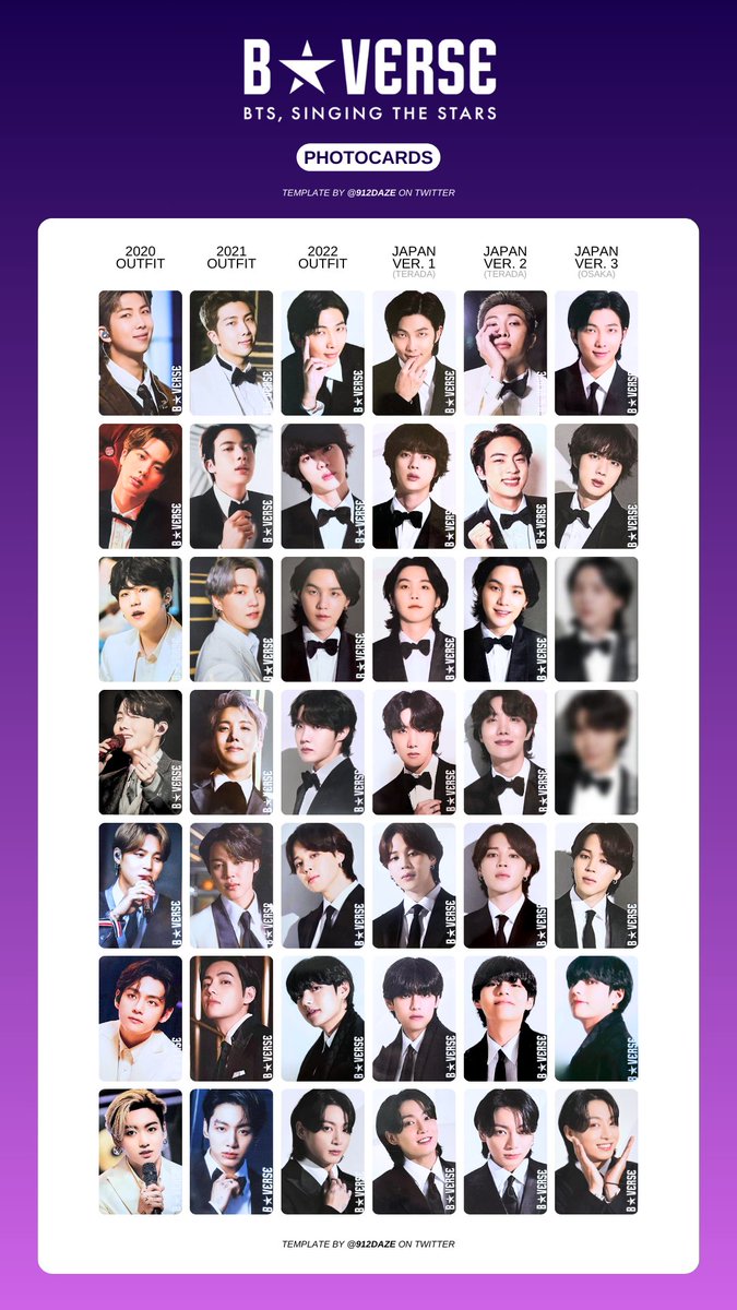 B☆VERSE大阪新絵柄トレカはユンギとホビだけまだ出ません！ 以下の