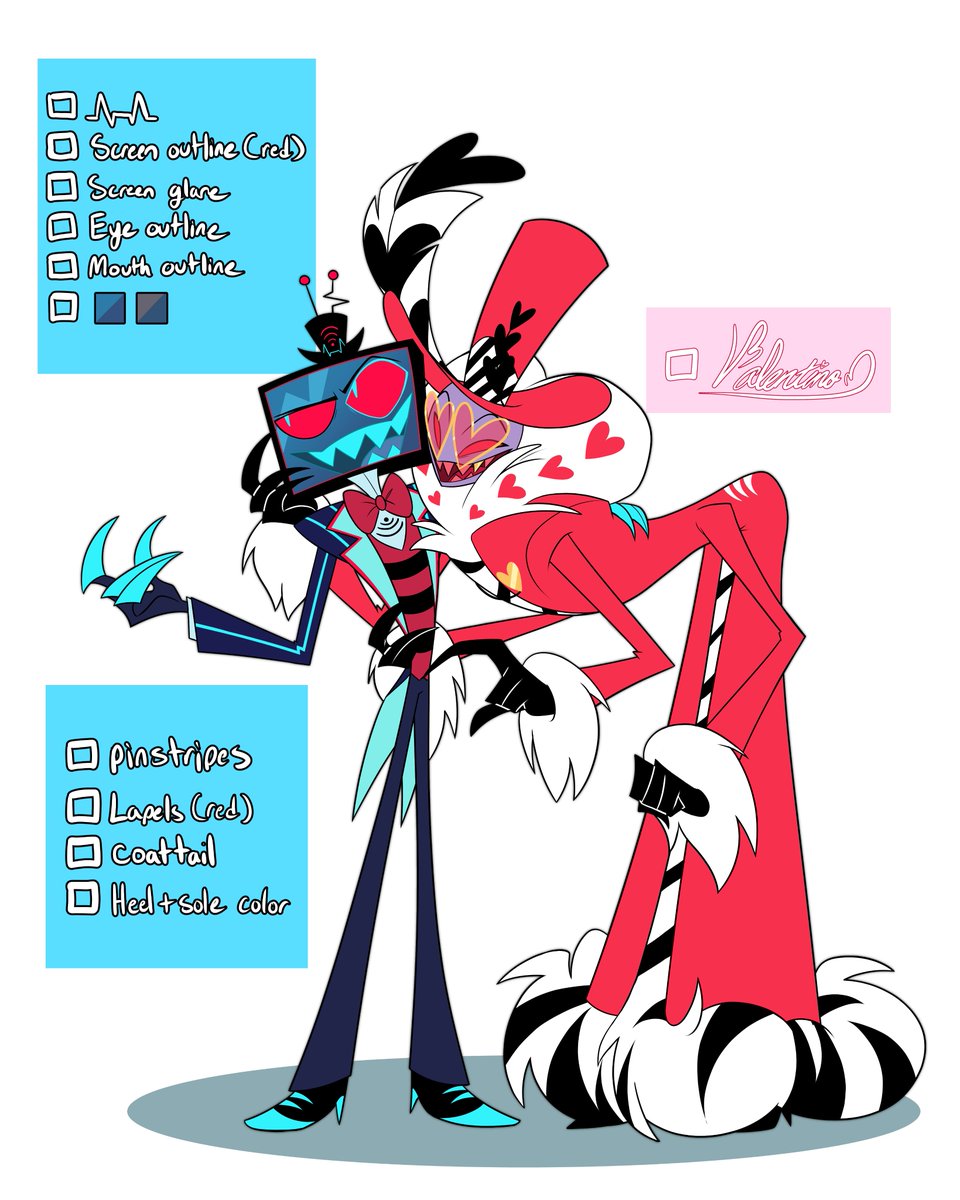 My checklist for Vox when I draw him. Hopefully I didn't forget