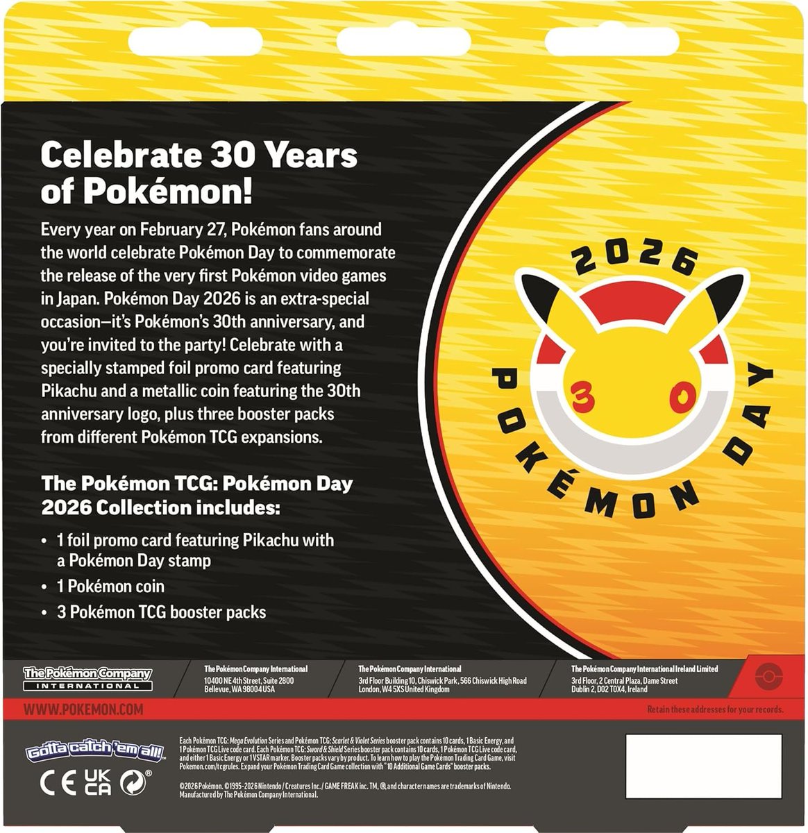 ポケカ海外】 ポケモン30周年を記念した英語版商品「ポケモンデー2026