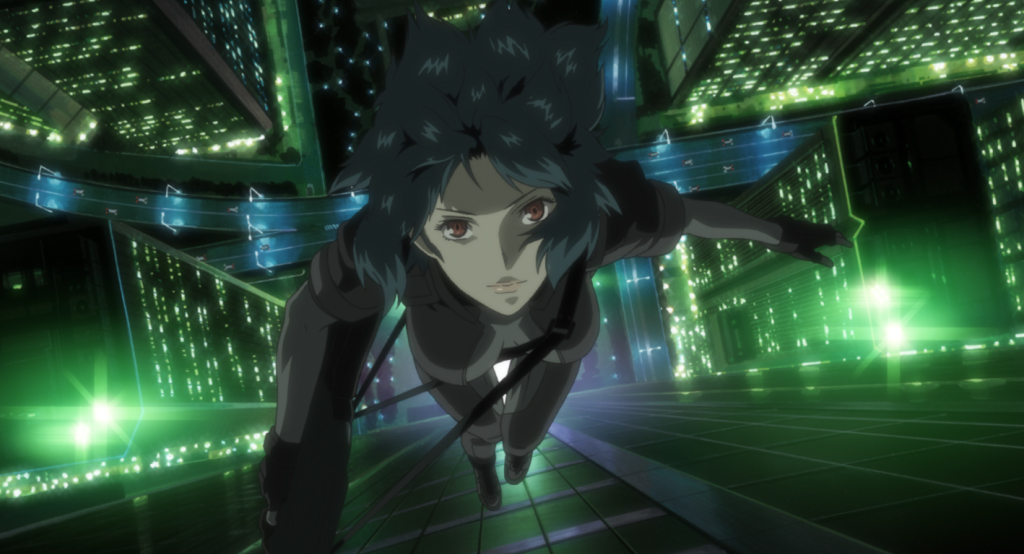 草薙素子の、ビルから飛び降りるアイコニックなシーンを各シリーズから