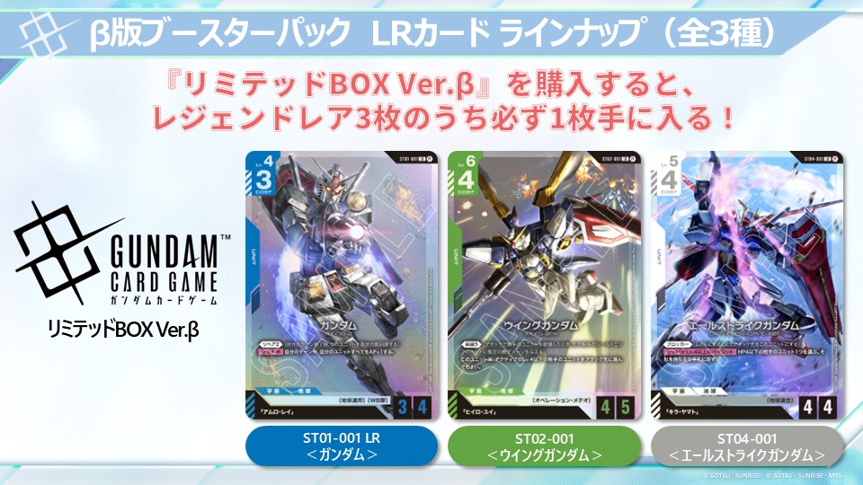 ガンダムカードゲーム リミテッドBOX Ver.β」1月発送分の抽選販売を