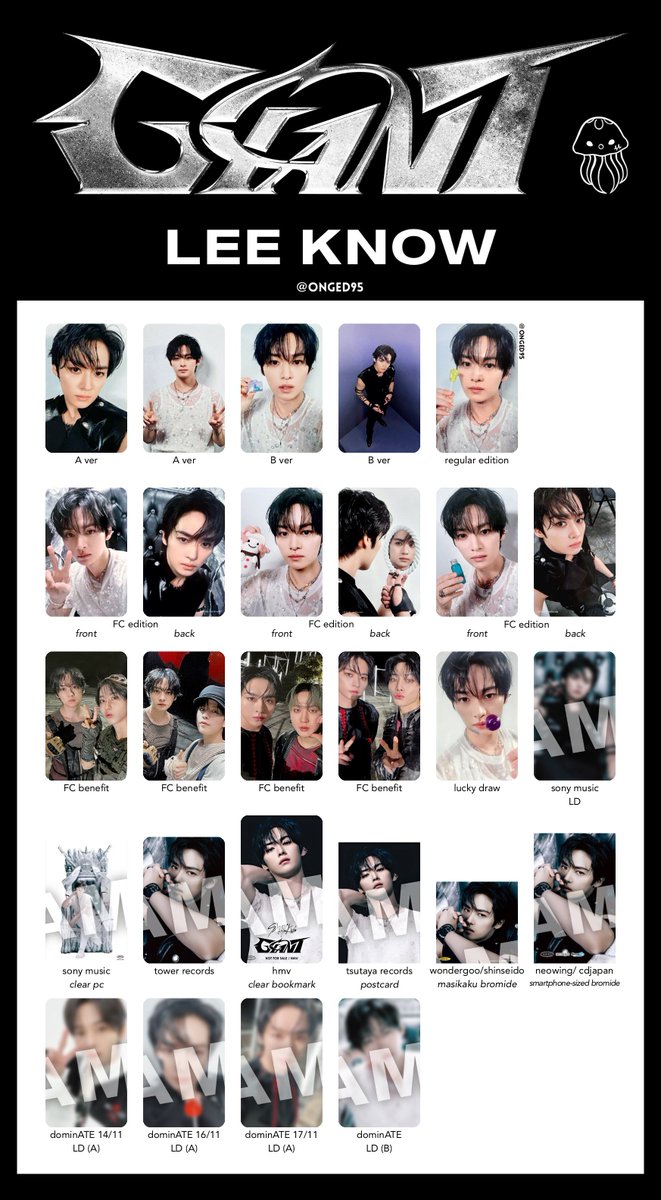 Stray Kids <Giant> photocard list - individual 스트레이키즈