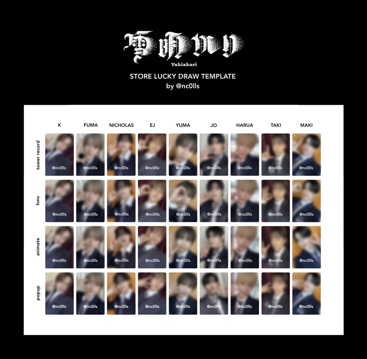 &TEAM 雪明かり Yukiakari store luckydraw photocard template