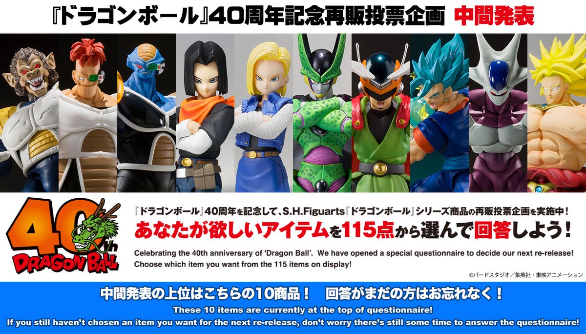 S.H.Figuarts #ドラゴンボール シリーズ商品 再販投票の中間結果を発表