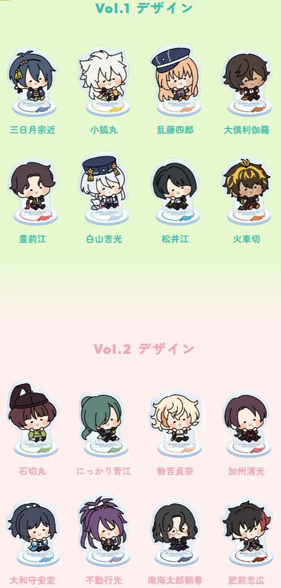 刀剣乱舞の新作グッズ「んまほっぺ ミニアクリルスタンド」が本日24日