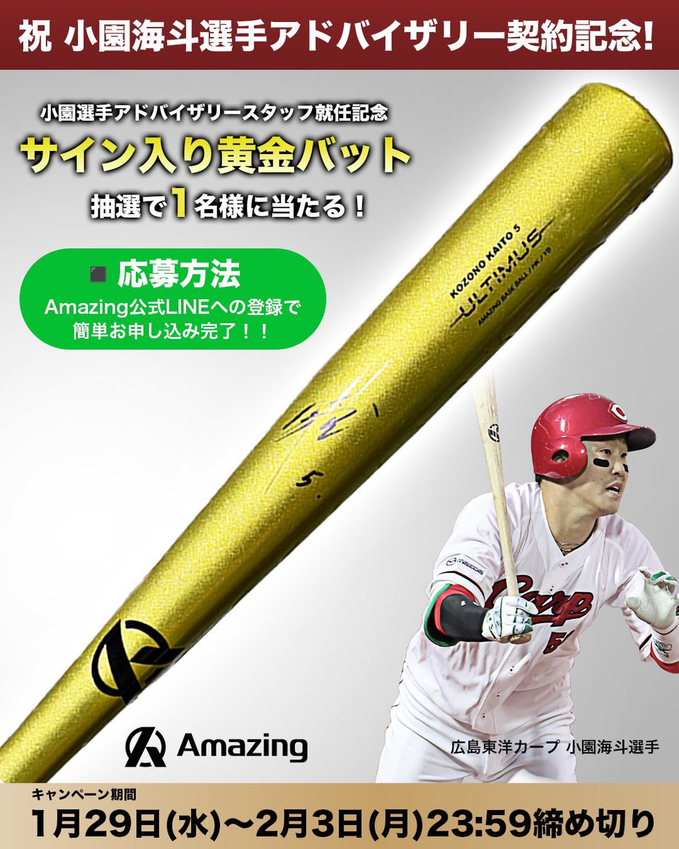 🎉【小園海斗選手アドバイザリー記念】🎉 ✨サイン入り黄金バットが