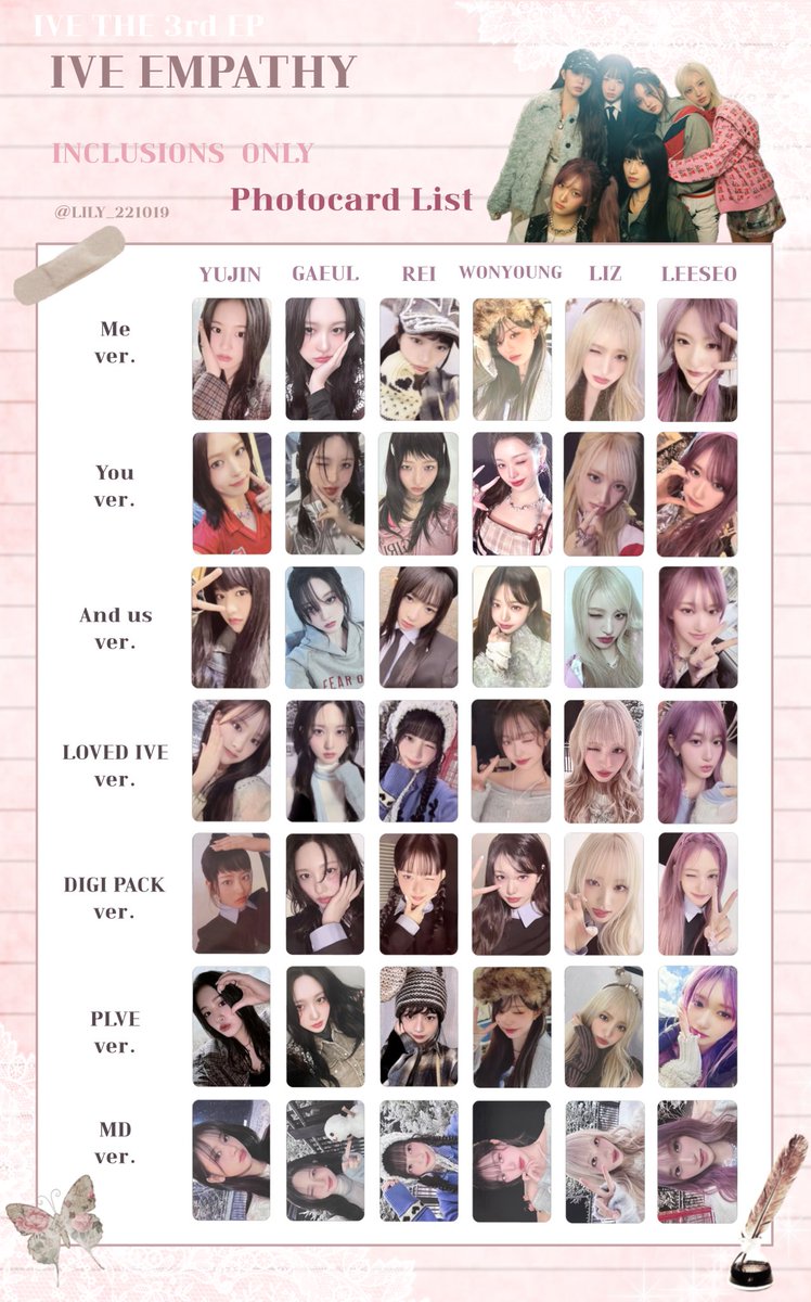 IVE EMPATHY】 封入&特典 トレカ 一覧 💌Photocard List ビジュアル