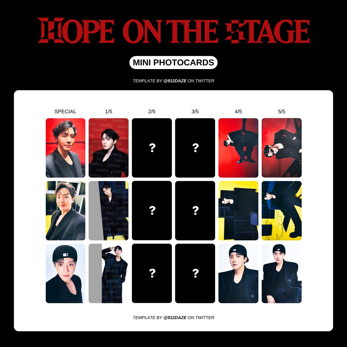 BTS J-HOPE HOBI HOTS TOUR PC PHOTOCARD WISHLIST WL TEMPLATES