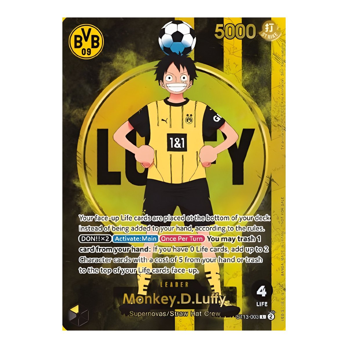 One Piece x Borussia Dortmund Monkey D. Luffy promo card is