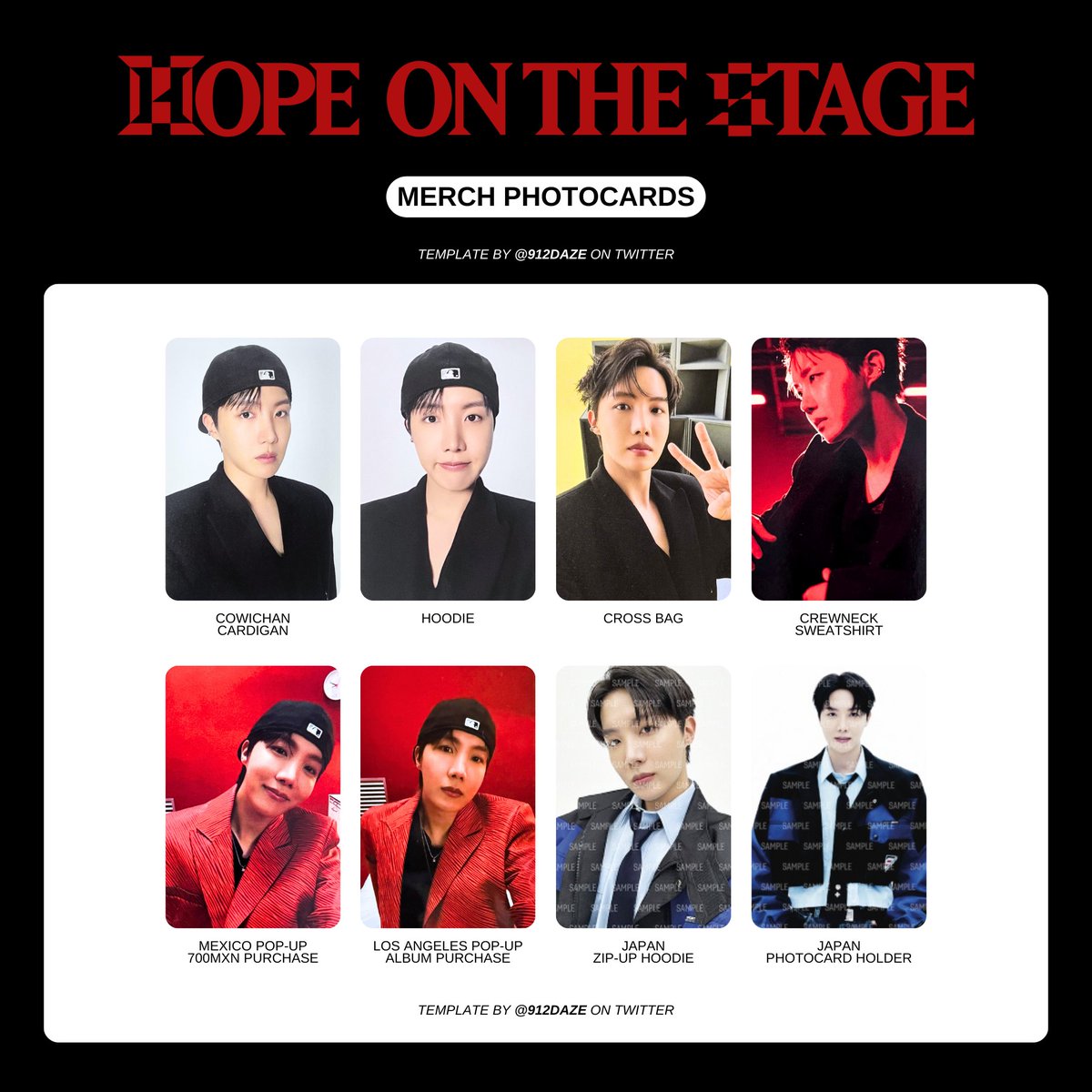 BTS J-HOPE HOBI HOTS HOS TOUR PC PHOTOCARD WISHLIST WL TEMPLATES