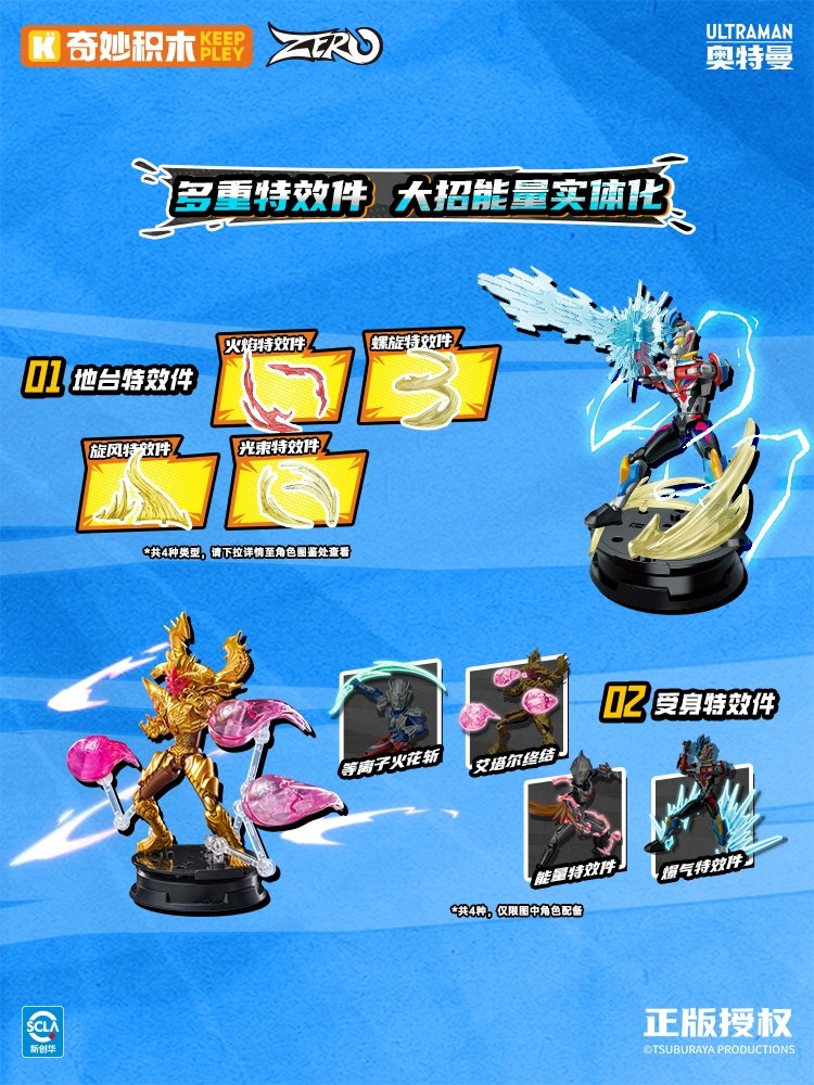 奇妙积木KEEPPLEY ウルトラマンブロックフィギュア ZERO無限版 第2弾