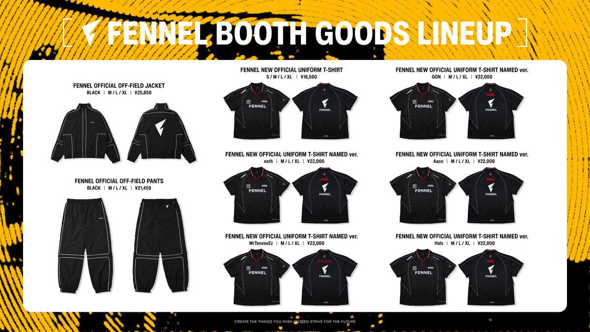 物販完売情報】 ・FENNEL NEW OFFICIAL UNIFORM T-SHIRT NAMED ver