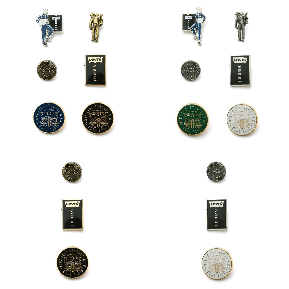 sacai x Levi's ピンズの日本での販売は国内5月28日（水）にsacai青山