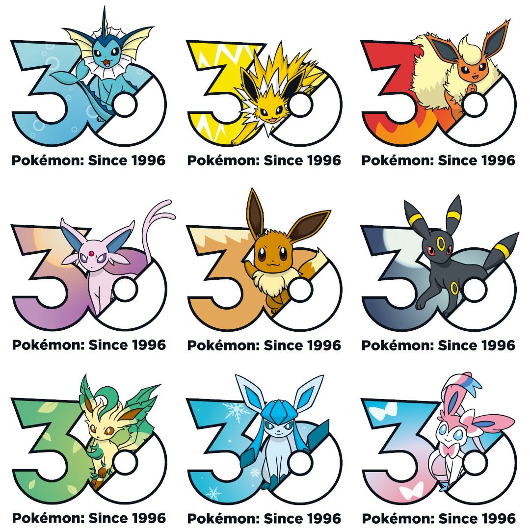 ポケットモンスター 30周年ロゴ イーブイ進化形 一覧 イーブイ