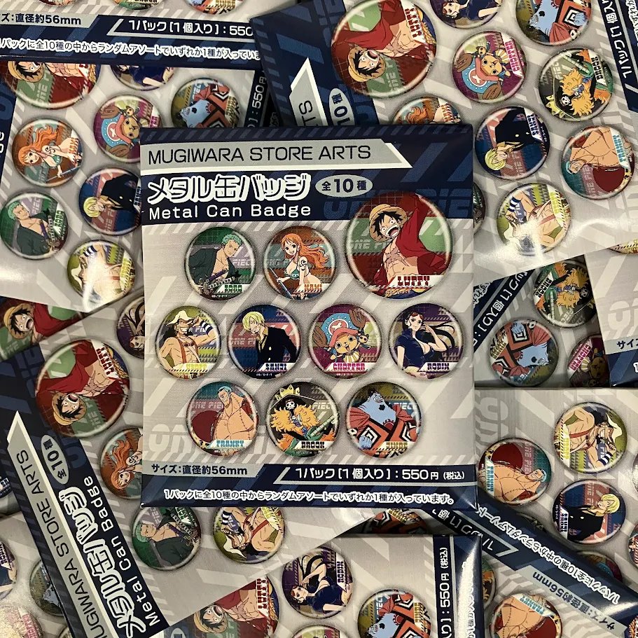 新商品】MUGIWARA STORE ARTS メタル缶バッジ(全10種) 1個：550円(税込