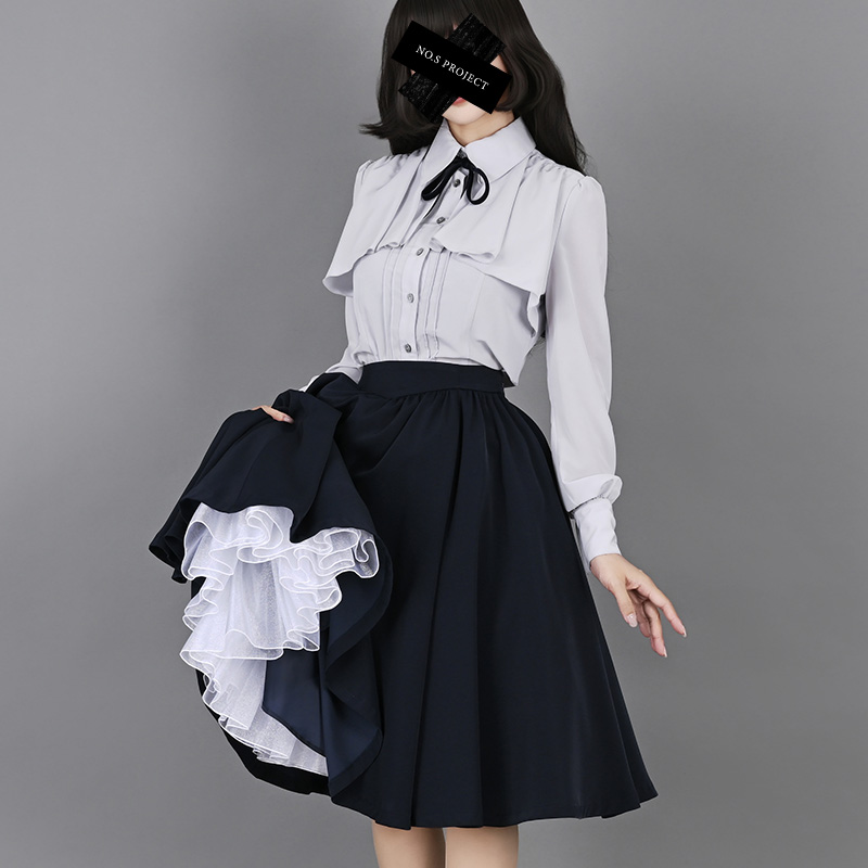 pick up】理想のサーキュラースカート ネイビー 思わずステップを踏み